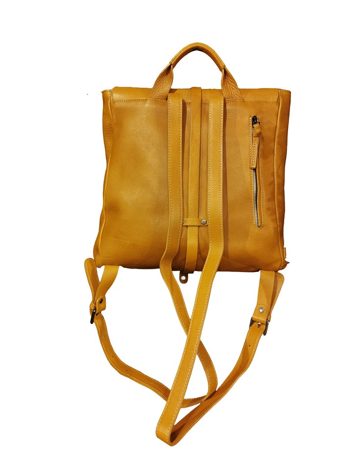 Leather Backpack Bruno Rossi R22 Biscuit