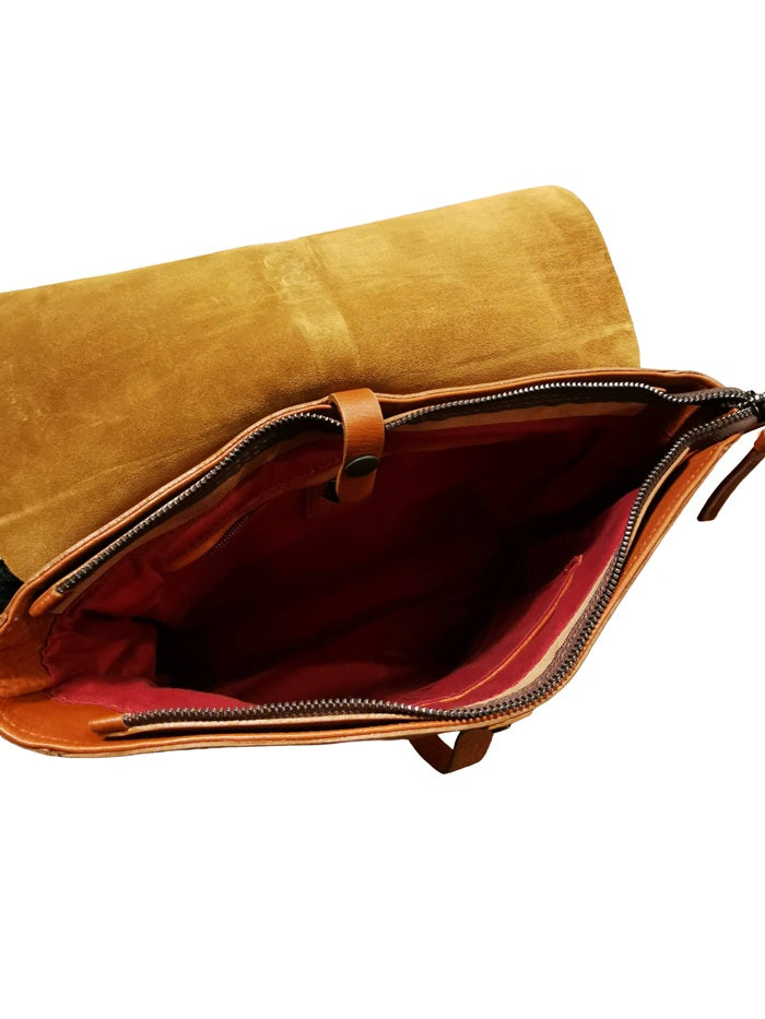 Leather Backpack Bruno Rossi R22 Brandy