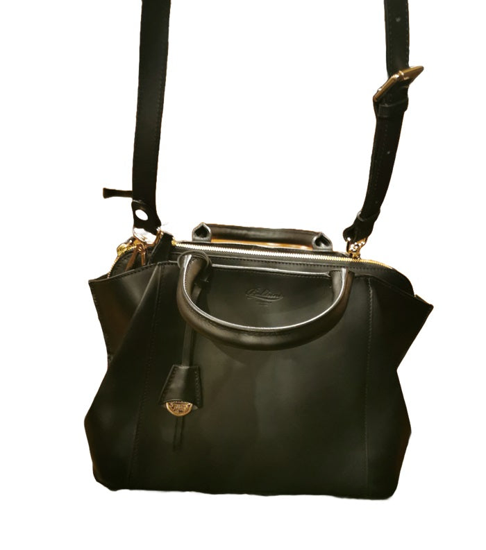 Borsa in pelle con manici e tracolla Boldrini 07296 Nero