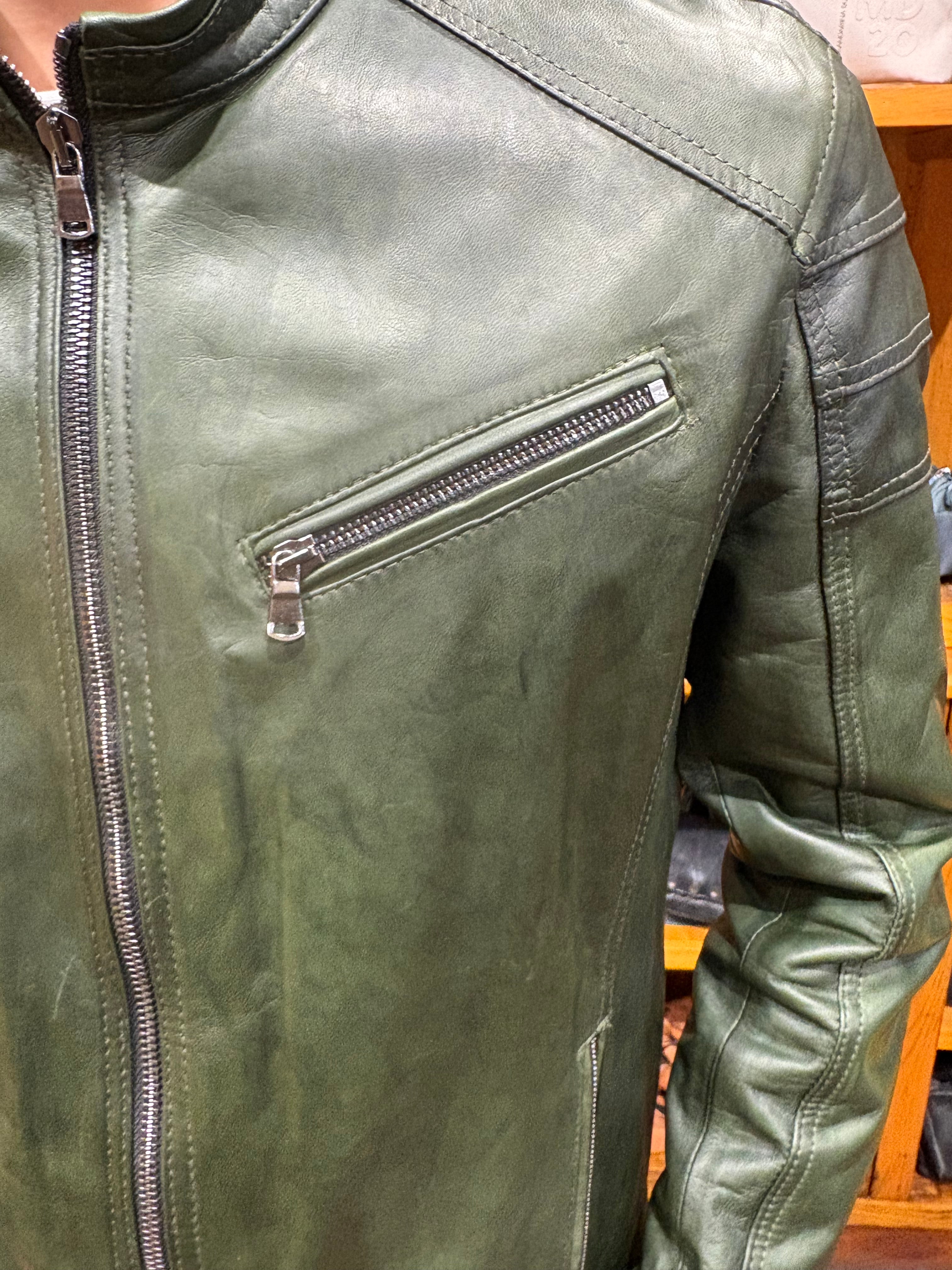 Pegaso Tuscany Green Hand-Painted Men's Leather Jacket