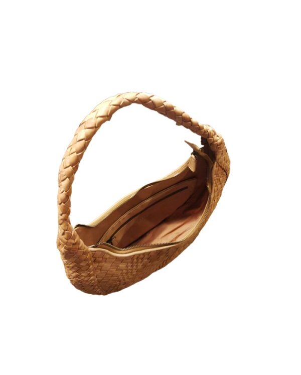 Borsa intrecciata in pelle Esmeralda Visonà 20301 cognac