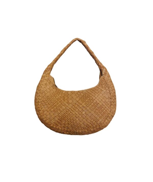 Borsa intrecciata in pelle Esmeralda Visonà 20301 cognac