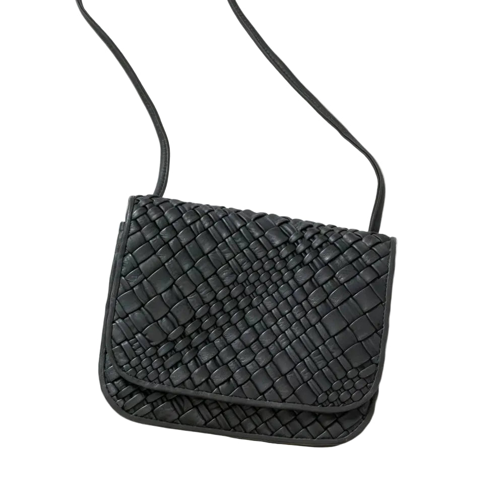 Woven Leather Shoulder Bag Visonà ESMERALDA 20315 Black