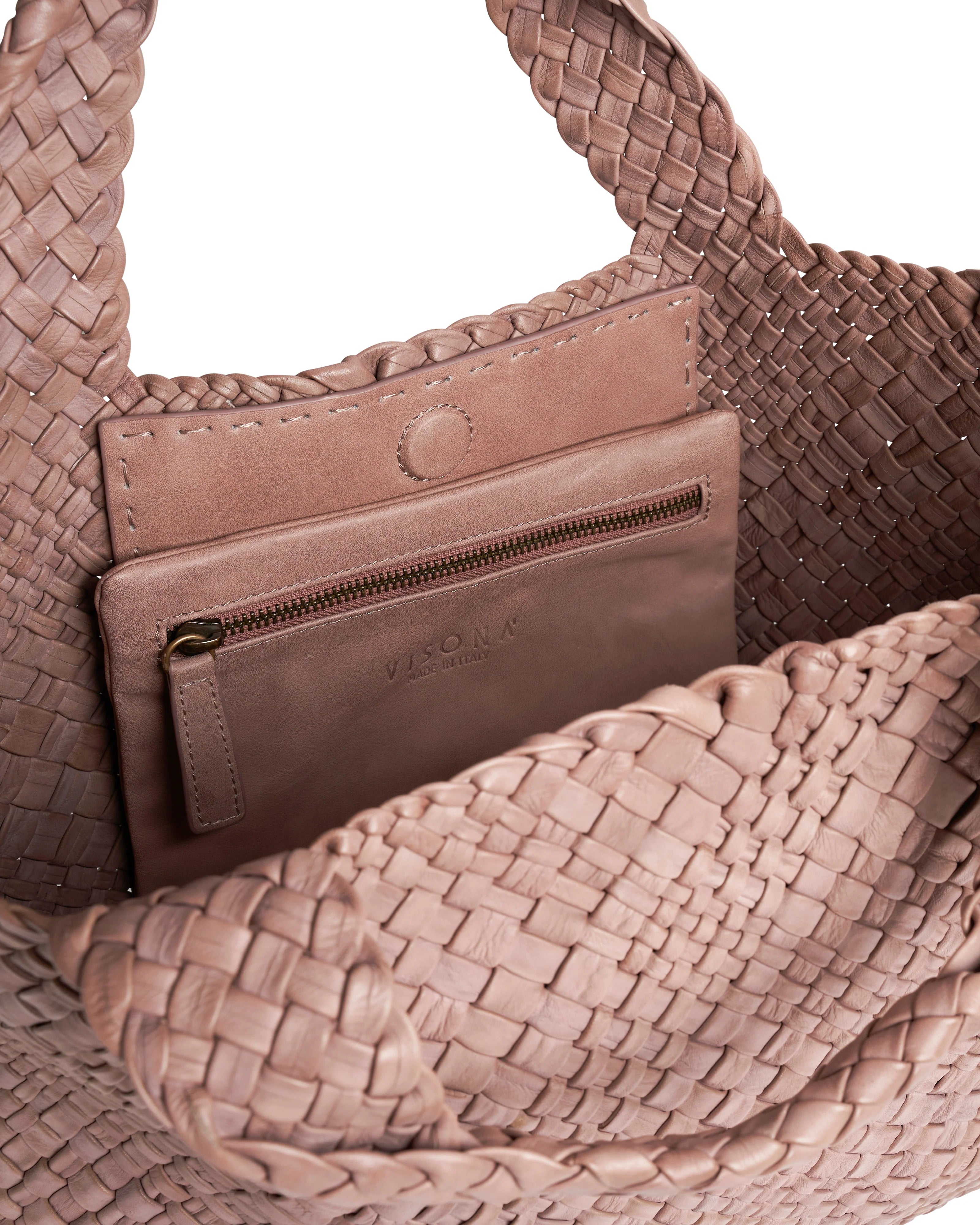 Borsa in pelle intrecciata Visonà 20316 mauve