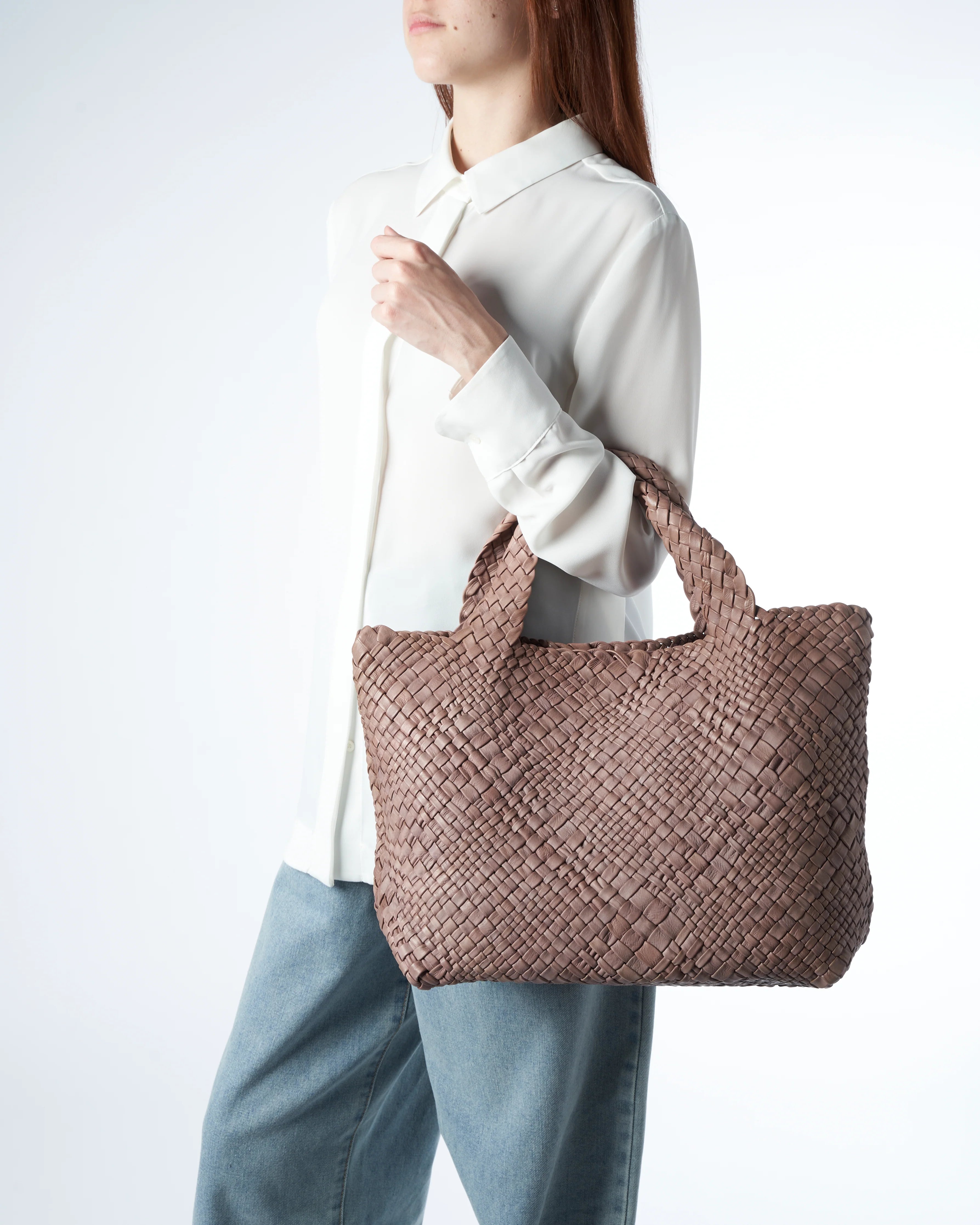 Borsa in pelle intrecciata Visonà 20316 mauve