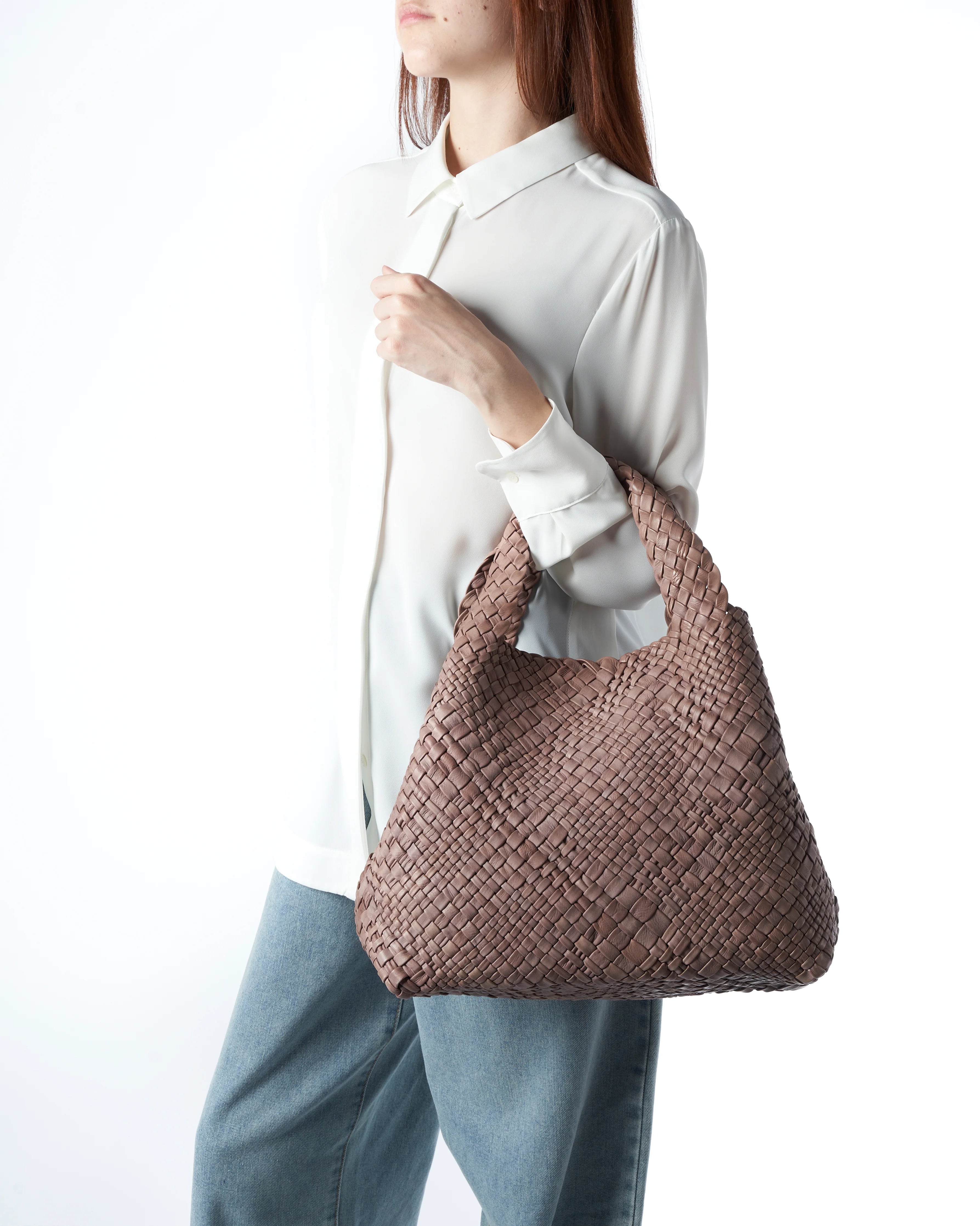 Borsa in pelle intrecciata Visonà 20316 mauve