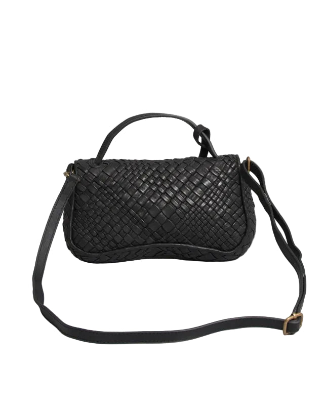Borsa piccola baguette Esmeralda in pelle intrecciata  20323 nero