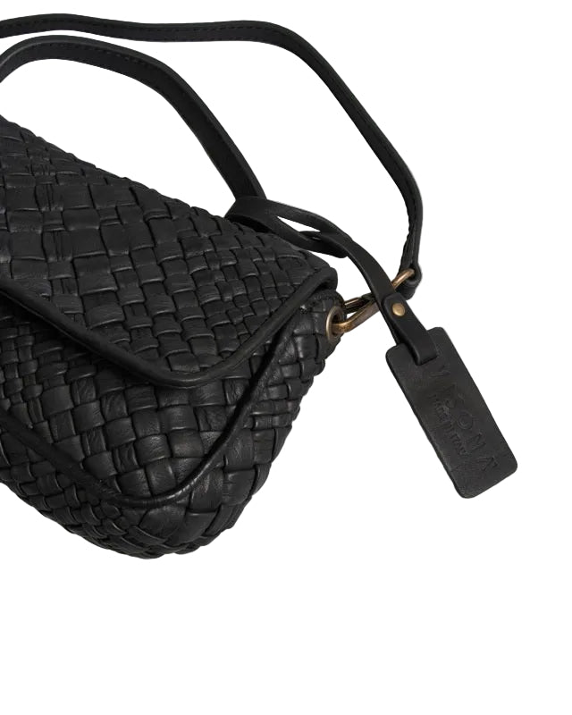 Borsa piccola baguette Esmeralda in pelle intrecciata  20323 nero