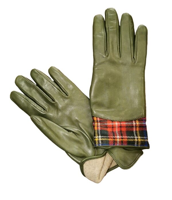 Guanto donna nappa e tartan Pelletteria allegrini 234/TESS rosso/tartan