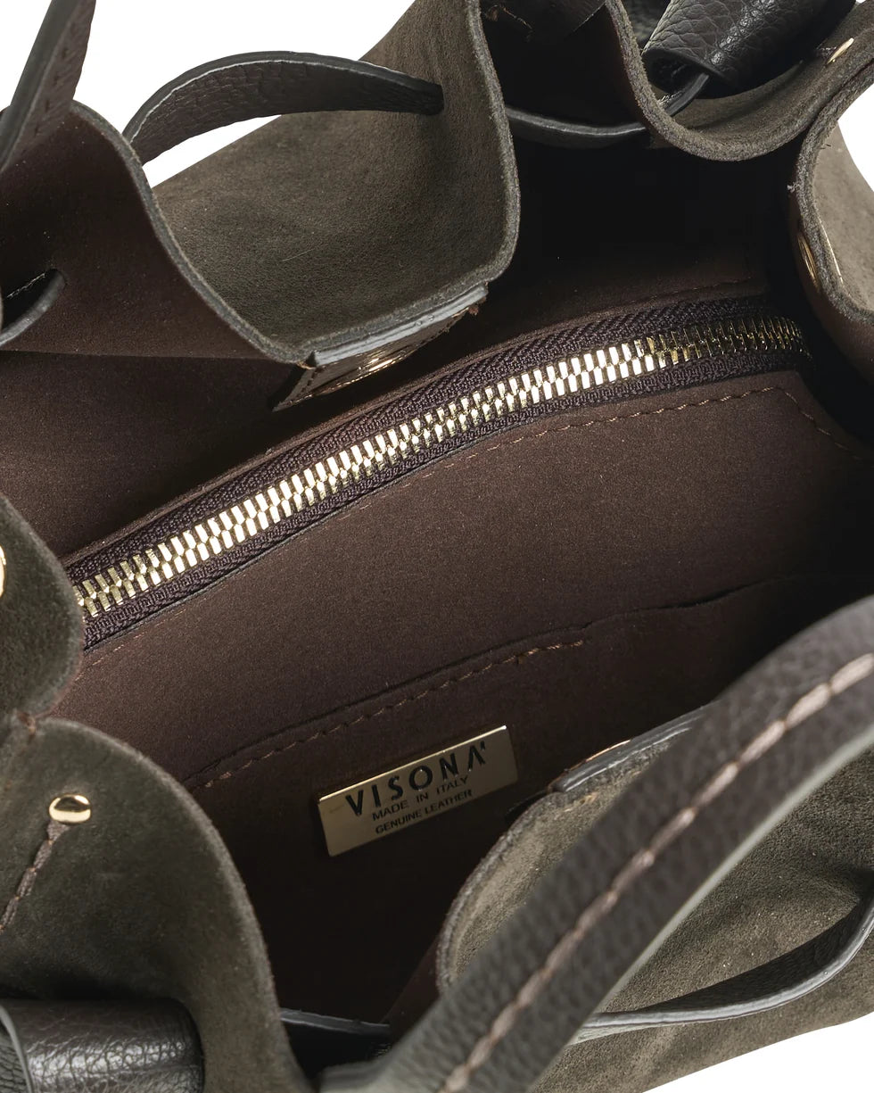 Borsa Vittoria in Camoscio Visonà 24730 Ebony