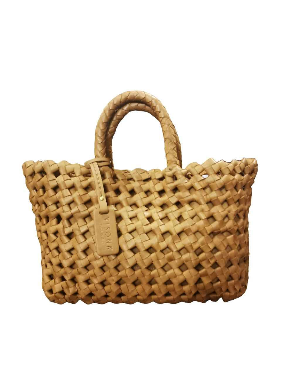 Borsa in pelle intrecciata Visonà 26455 cuoio