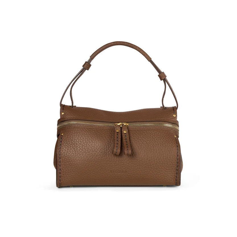 Leather bag with shoulder strap Felicita-Queen line Visonà 27613 WALNUT