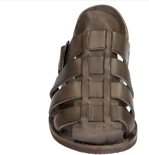 Sandalo in cuoio gabbia uomo 502U testa di moro