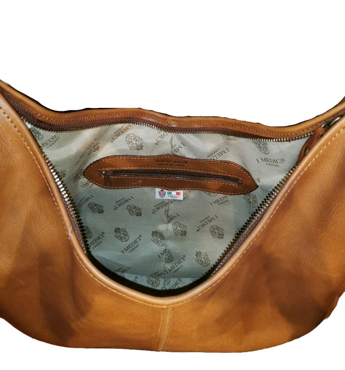 Borsa a mezza luna in pelle I Medici 63/2300 marrone