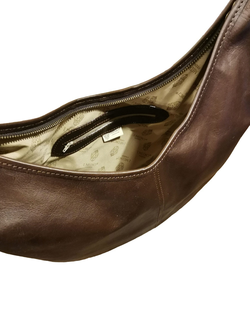 Borsa grande a mezza luna in pelle I Medici 63/2300 Testa di moro