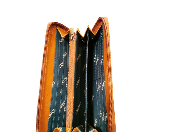 Portafoglio in cuoio con zip I Medici 64/09 Giallo