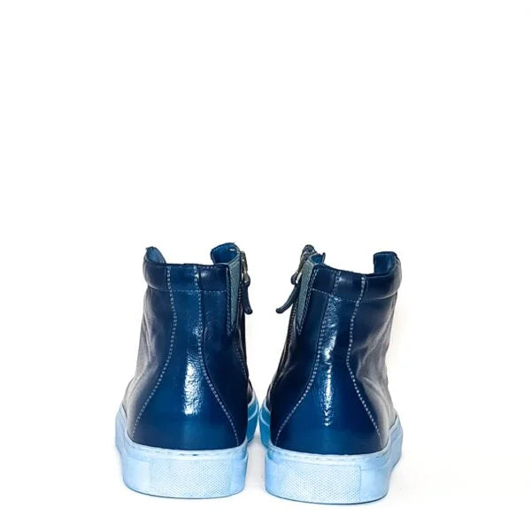 Sneakers alta da uomo in pelle Pelletteria Allegrini 6665 Indaco