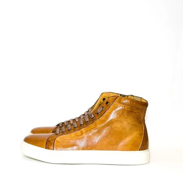 Sneakers alta da uomo in pelle Pelletteria Allegrini 6665 Cuoio