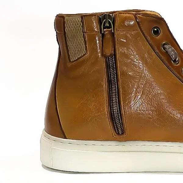 Sneakers alta da uomo in pelle Pelletteria Allegrini 6665 Cuoio