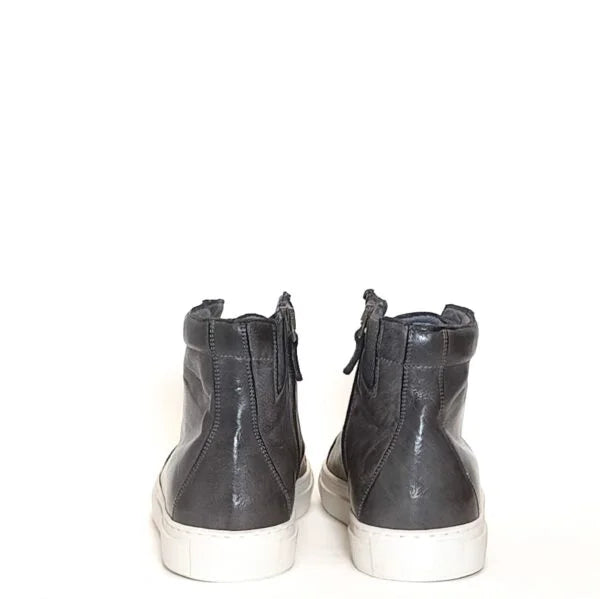 Sneakers alta da uomo in pelle Pelletteria Allegrini 6665 Pietra fumo