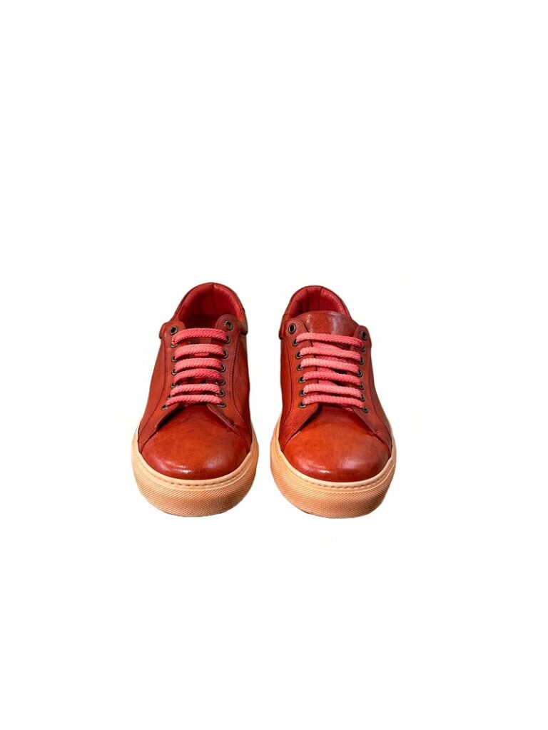 Sneakers bassa da uomo in pelle pelletteria allegrini filippo 8073 ciliegia