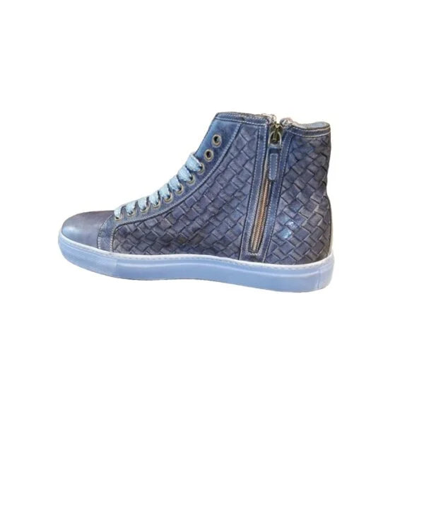 Sneakers alta intrecciata da uomo in pelle Pelletteria Allegrini 9777 Jeans