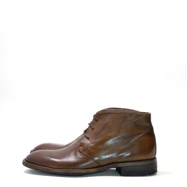 Men's Buffalo Leather Ankle Boot by Pelletteria Allegrini A477 Moor