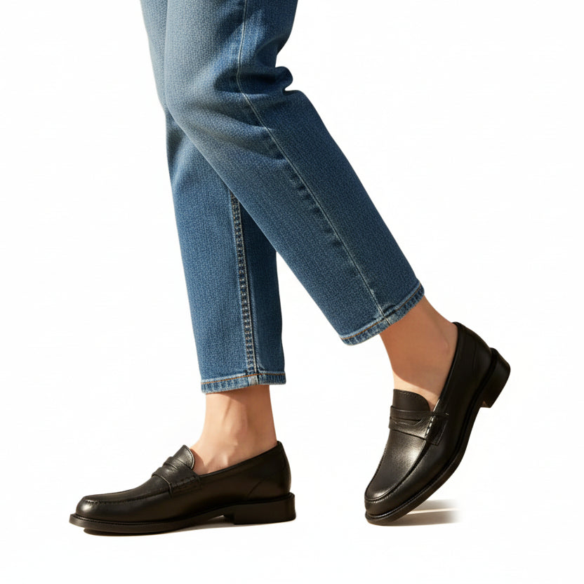 Mocassino donna in pelle di bufalo Pelletteria Allegrini Filippo BLERA Nero