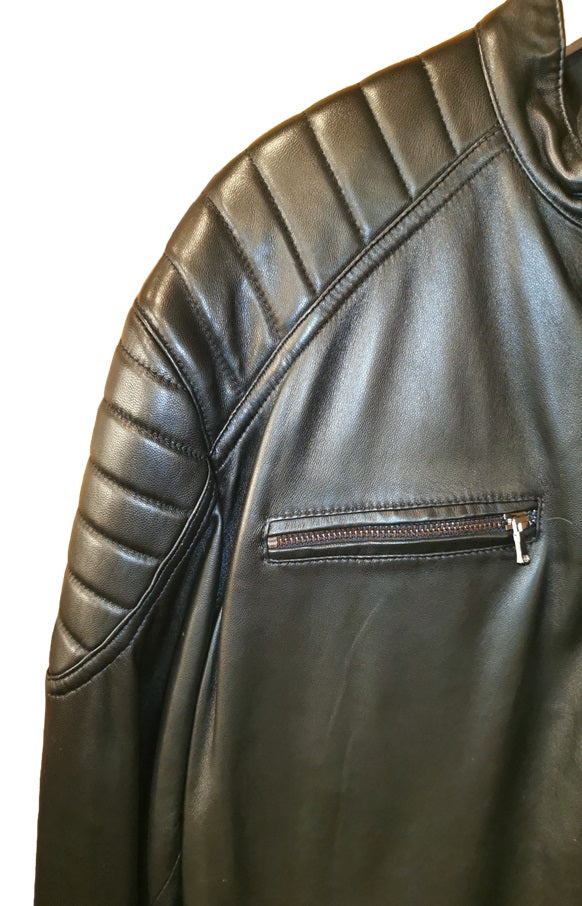 Giacca in pelle pelletteria allegrini Bruto nero