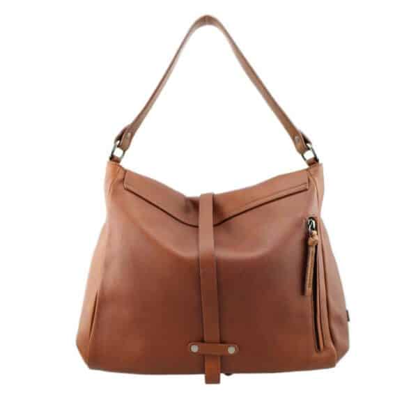 Borsa a spalla in pelle con tracolla Bruno Rossi R19/M cuoio