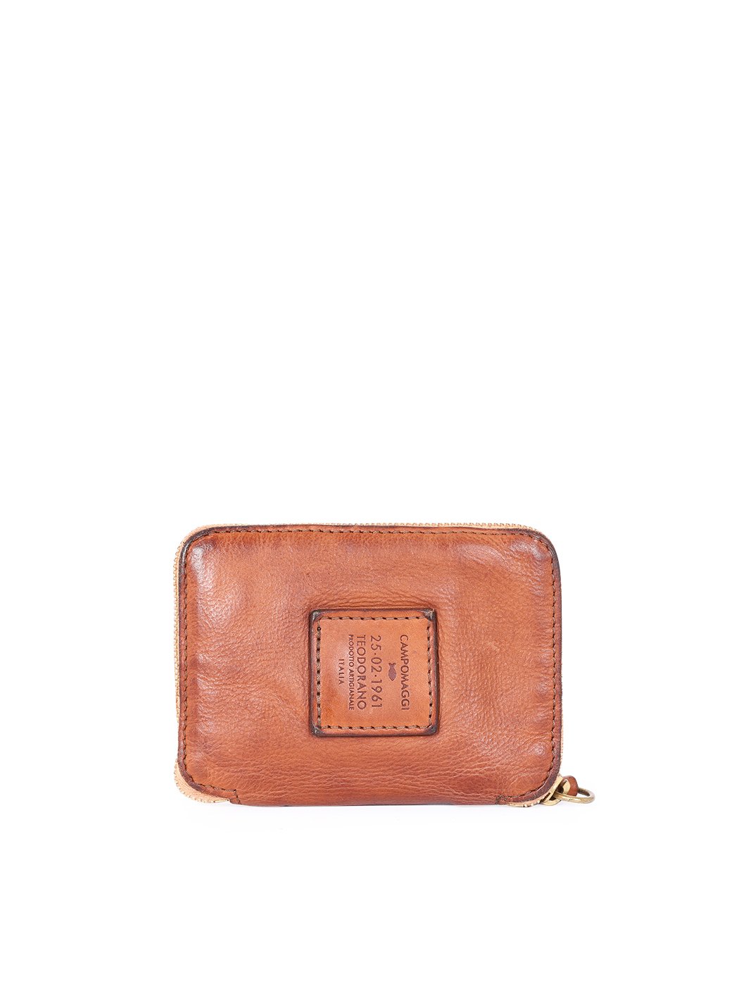 Portafoglio con zip in pelle Campomaggi C002060ND X0001 cognac