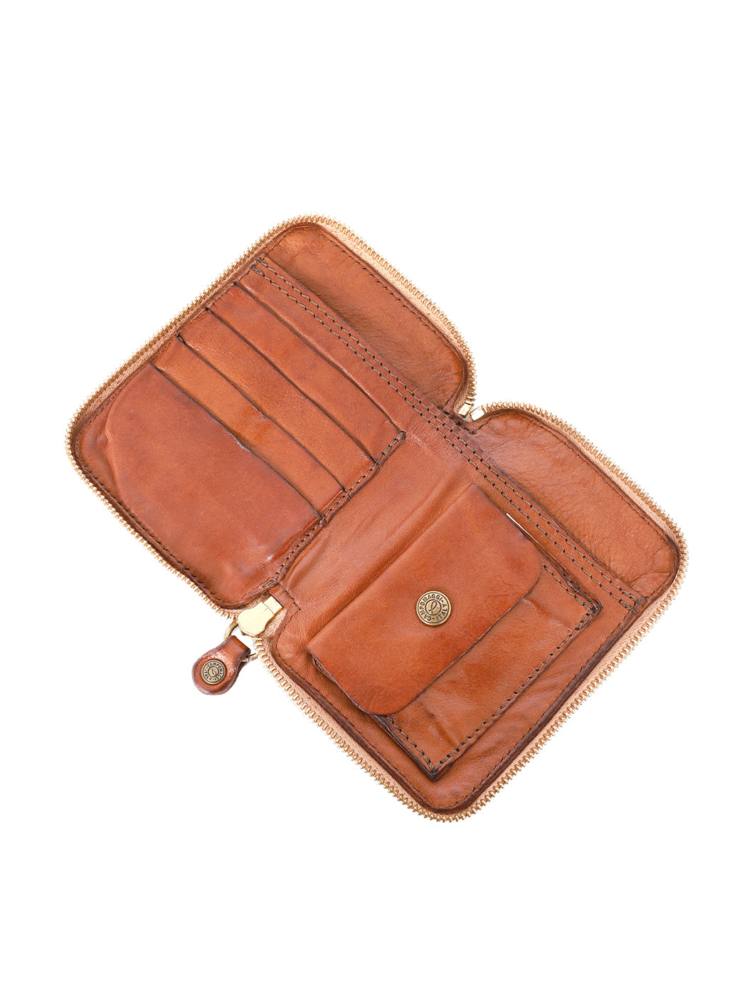 Portafoglio con zip in pelle Campomaggi C002060ND X0001 cognac