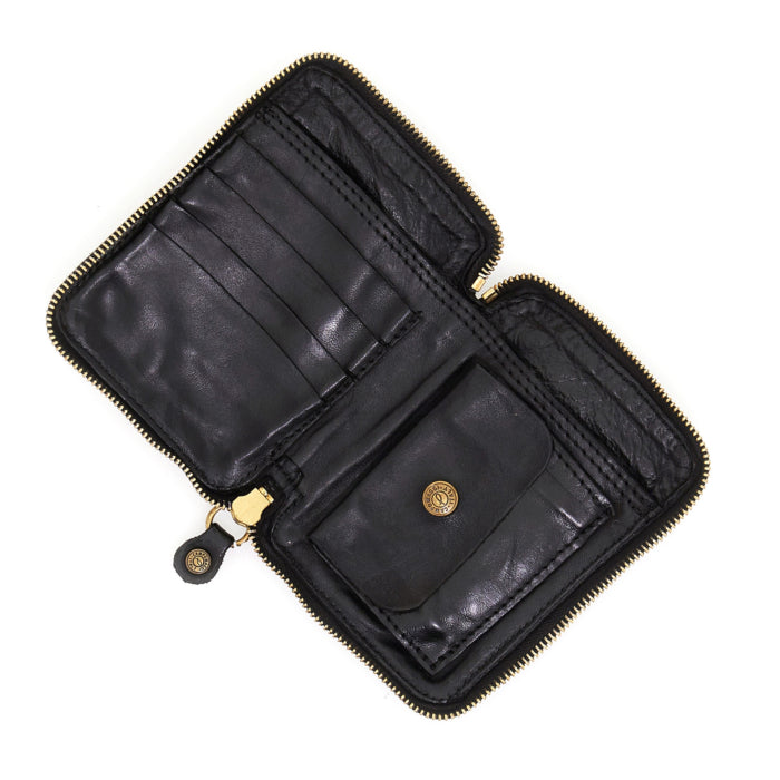 Portafoglio con zip in pelle Campomaggi C002060ND X0001 nero