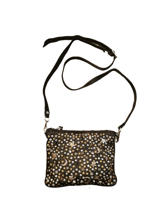 Bustina con rivetti Bella di Notte in pelle Campomaggi C005800ND-X2767 nero