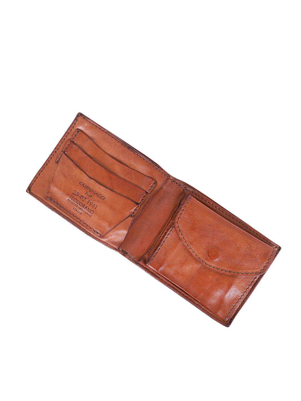 Portafoglio uomo con porta monete in pelle Campomaggi C014540ND-X0001 cognac