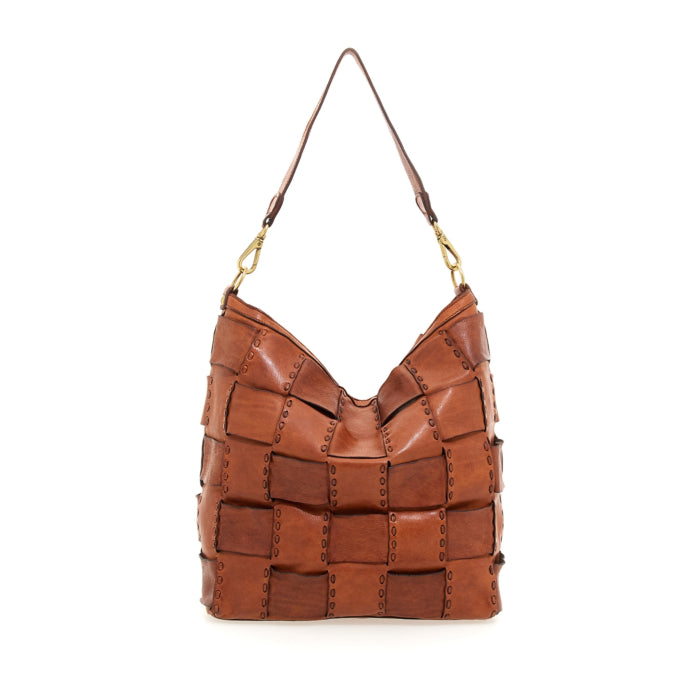 Borsa monospalla intrecciata in pelle CAMPOMAGGI C037210ND X2487 COGNAC