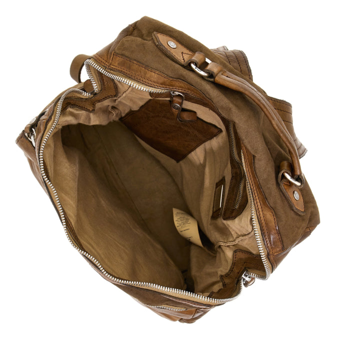 Zaino Eriks in canvas e pelle Campomaggi  C037460ND X2464 verde militare