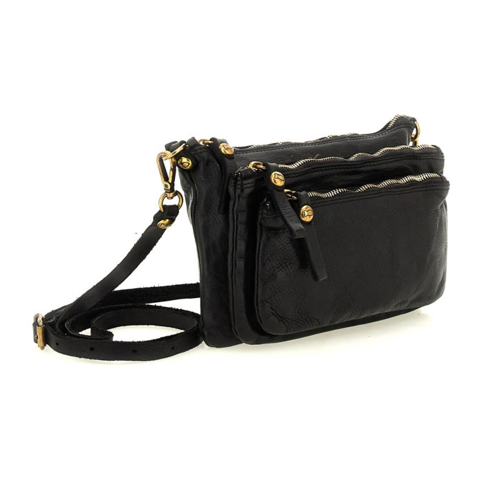 Borsa a tracolla in pelle Campomaggi C040070ND-X0001 NERO