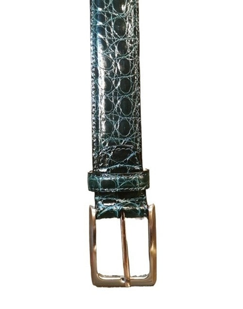 Cintura uomo in vero coccodrillo C102COC verde bottiglia