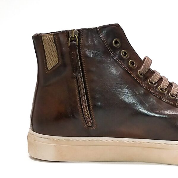 Sneakers alta da donna in pelle Pelletteria Allegrini D665 Marrone