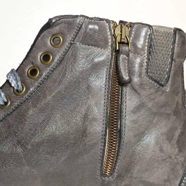 Sneakers alta da donna in pelle Pelletteria Allegrini D665 Pietra fumo