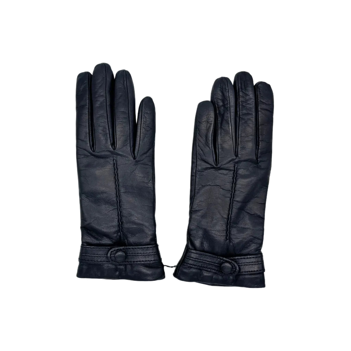 Guanto donna in pelle con bottoncino Pelletteria Allegrini Filippo G4656 Navy
