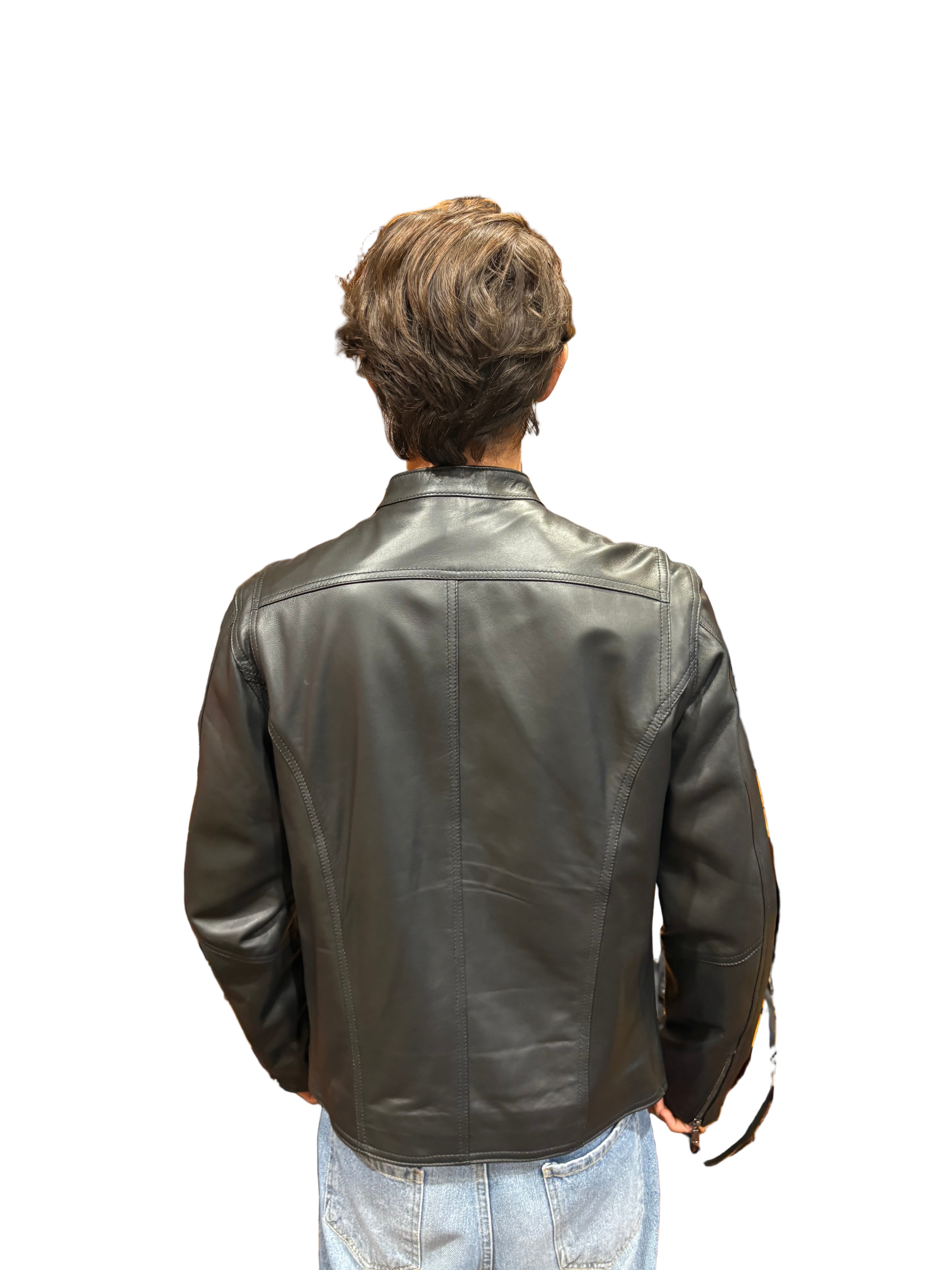 giacca in pelle uomo pelletteria allegrini monster nero