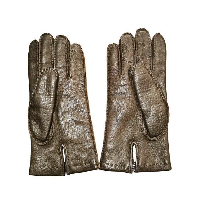 Men's leather gloves elephant pattern Pelletteria Allegrini Filippo G2211U Dark Brown