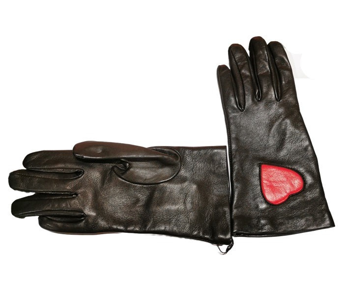 Guanto da donna in pelle liscia foderato in seta con cuore Pelletteria Allegrini Filippo G260CUORE Nero