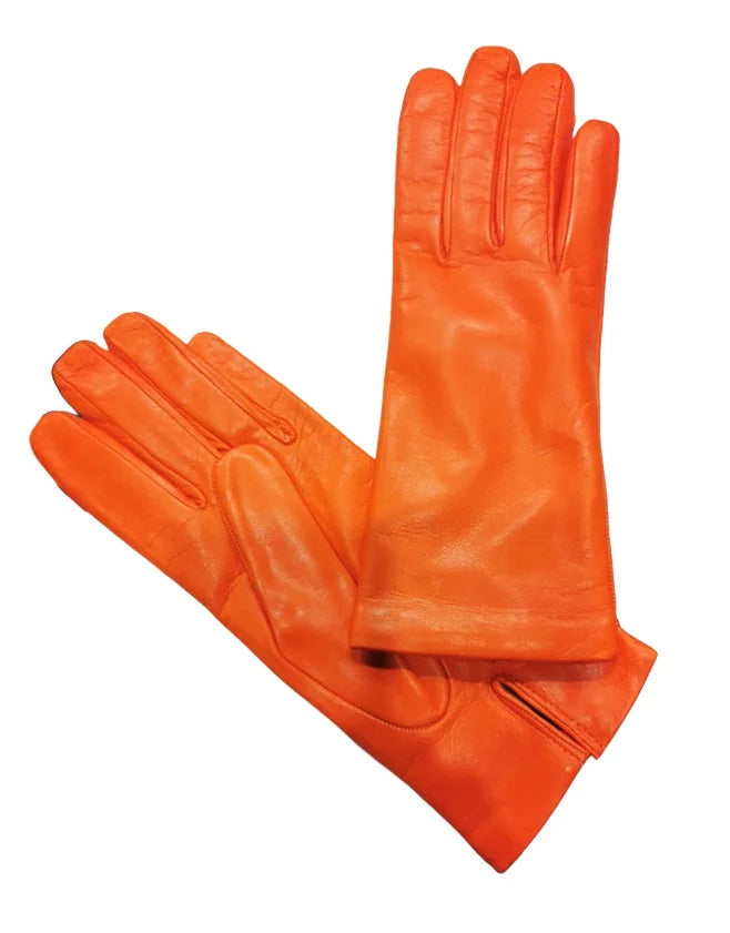 Guanto donna liscio in pelle Pelletteria Allegrini G303C arancio