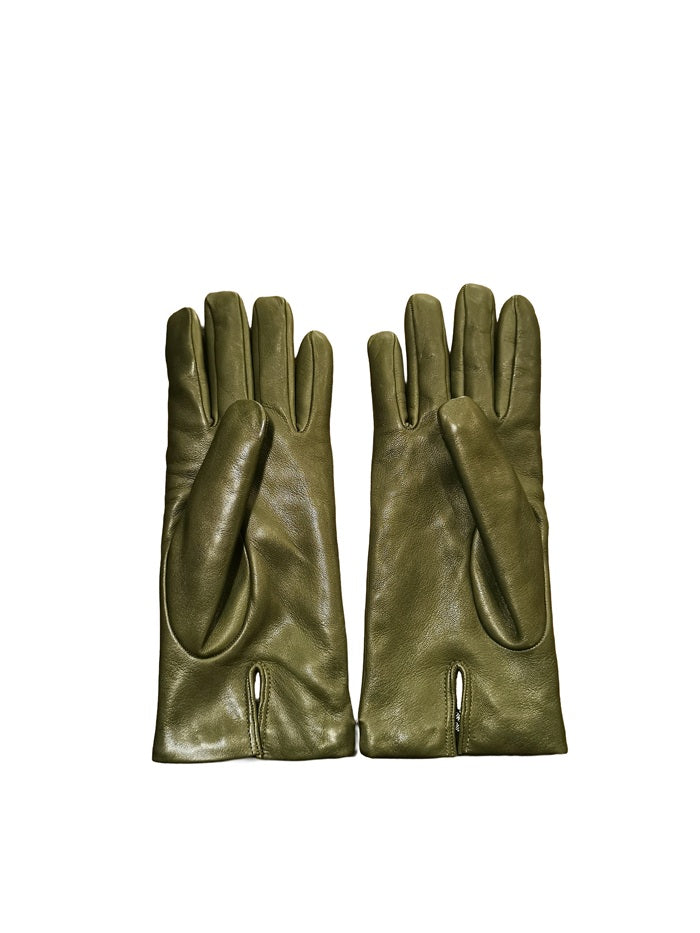 Guanto donna liscio in pelle Pelletteria Allegrini G303C verde oliva