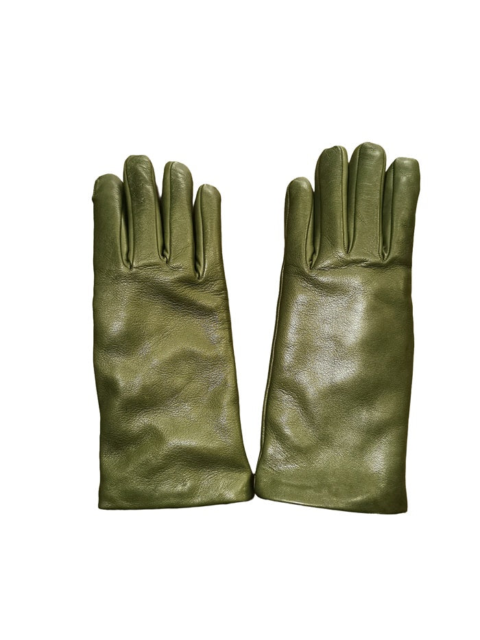 Guanto donna liscio in pelle Pelletteria Allegrini G303C verde oliva