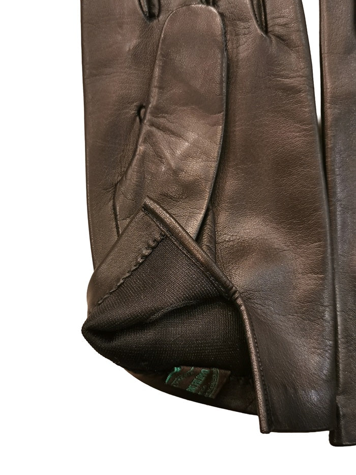 Guanto da donna in pelle liscia foderato in seta G303S Nero