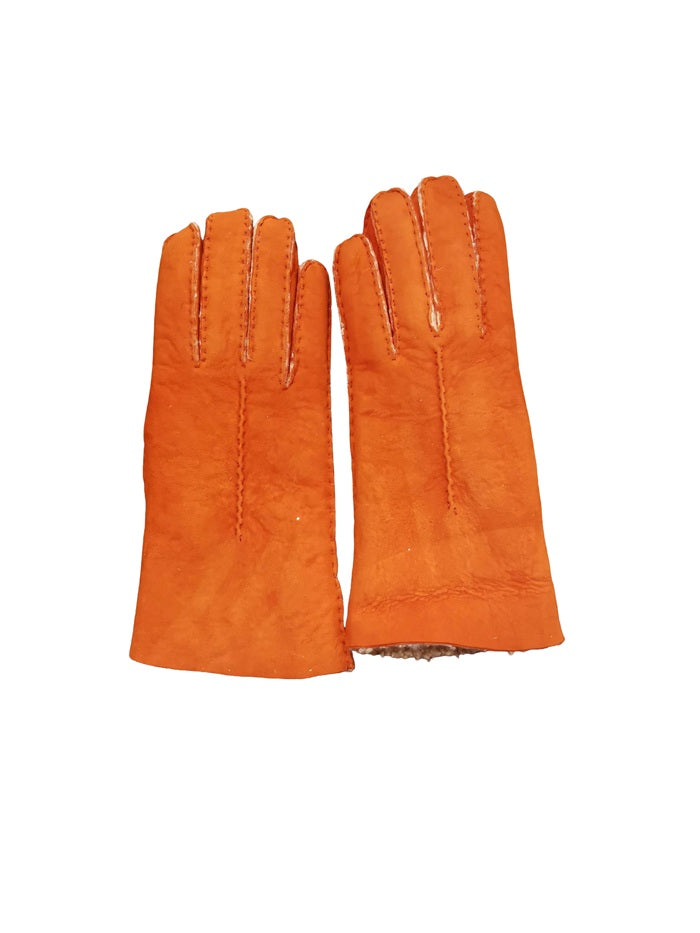 Guanto donna in camoscio e lana merinos Pelletteria Allegrini g307 Arancio